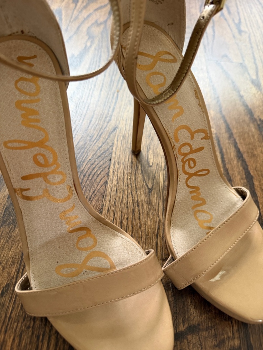Sam Edelman Nude Patent Ankle-Strap Stiletto Heels 7.5 - Picture 2 of 4